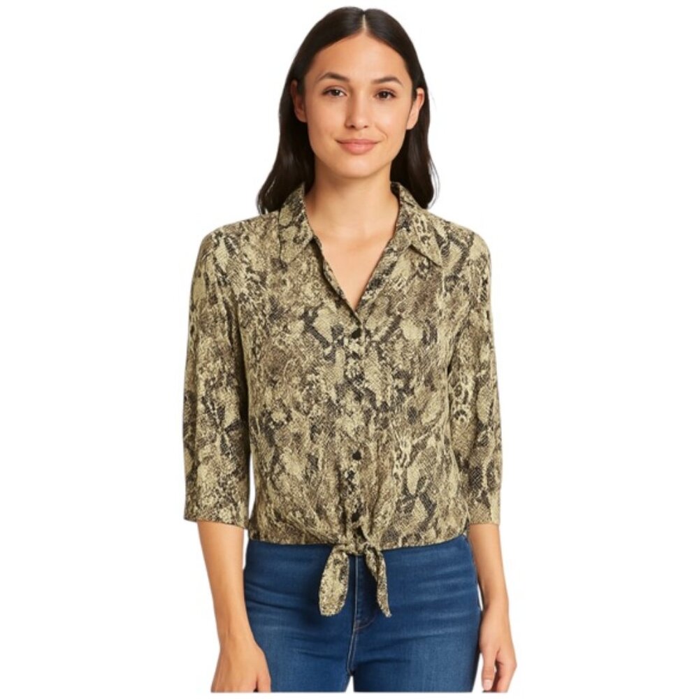 Sanctuary Small Beige Black Python Snake Print Bu… - image 1